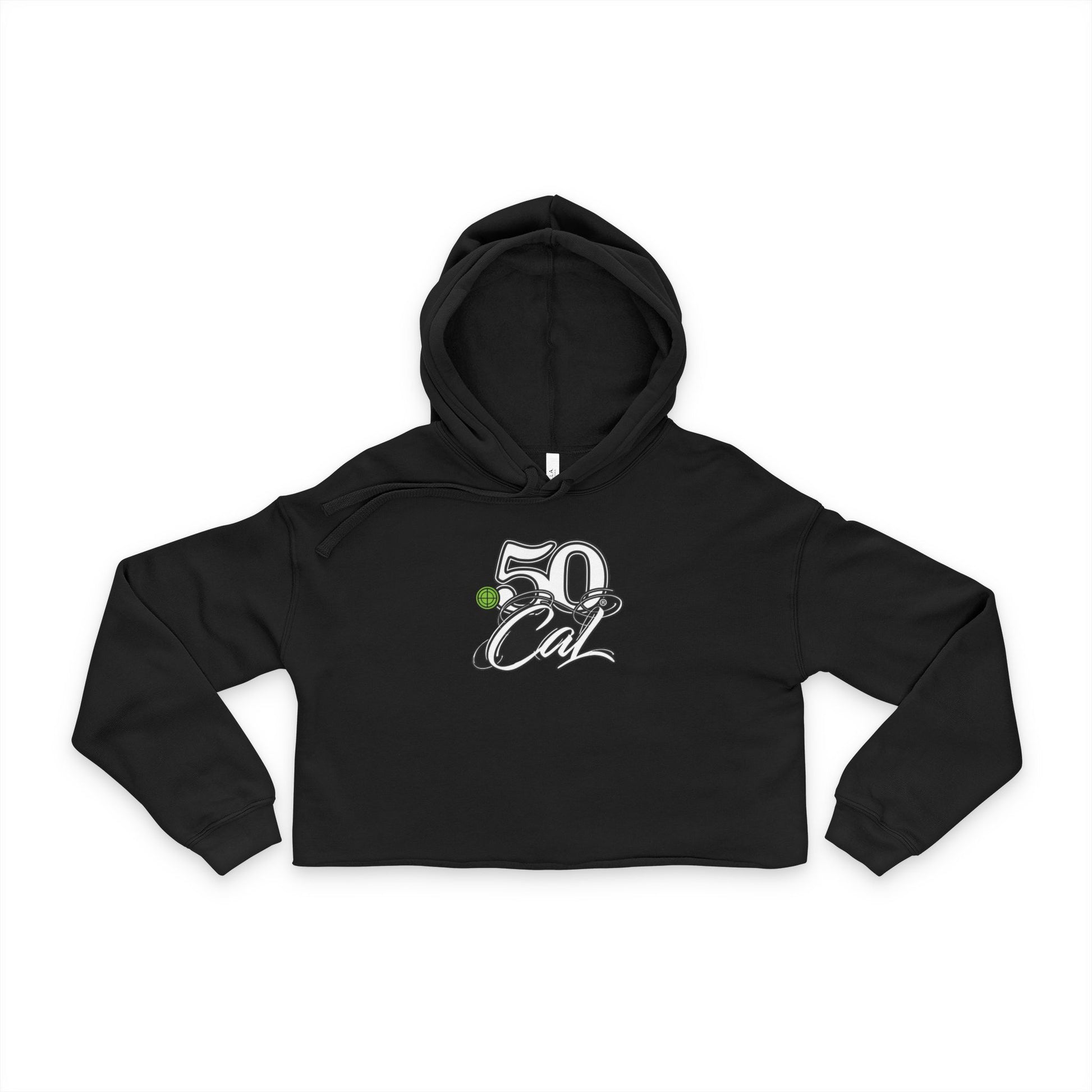 Women's Cropped Hoodie with 50 Cal Design, Casual Streetwear, Gift for Her, Fitness Apparel, Holiday Outfit