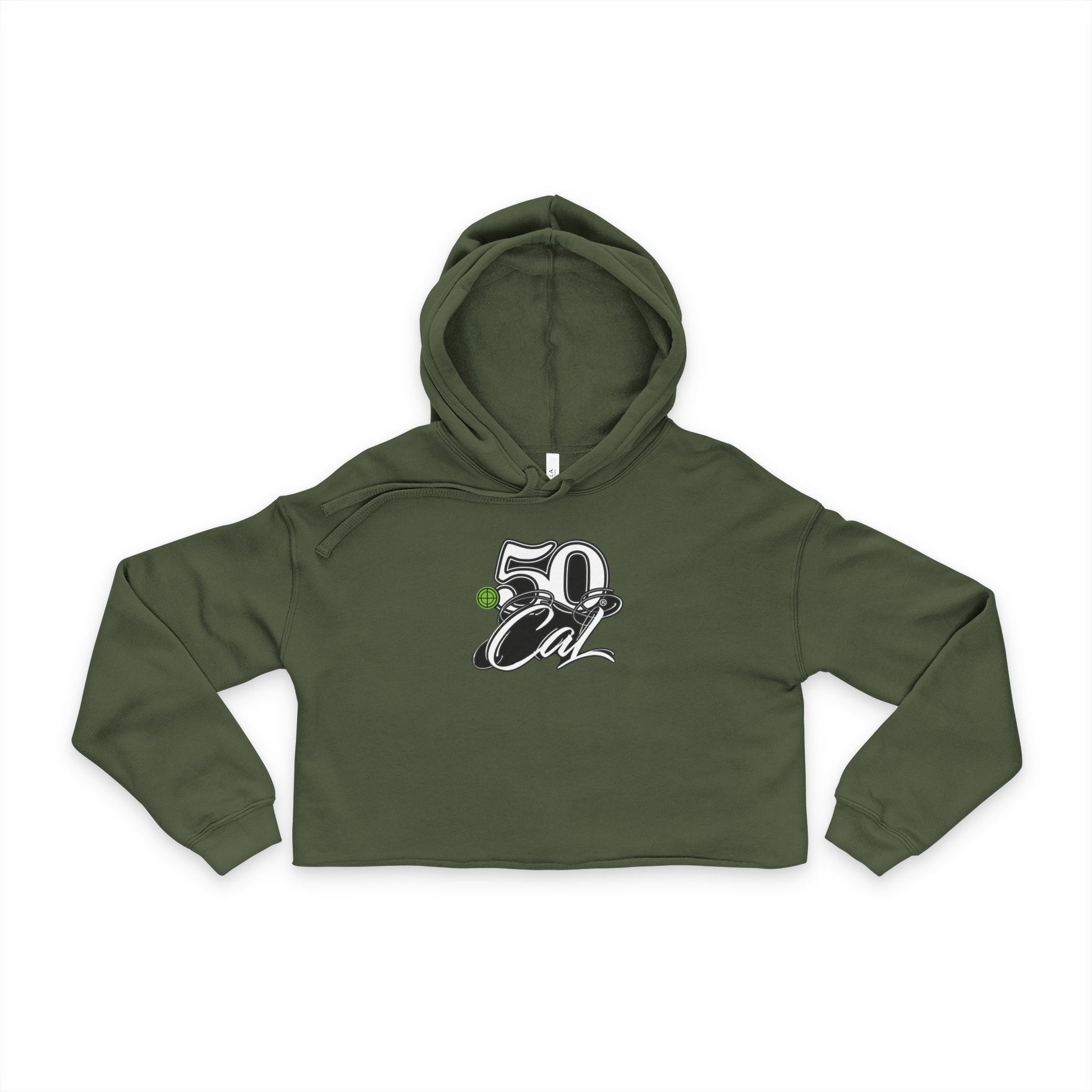 Women's Cropped Hoodie with 50 Cal Design, Casual Streetwear, Gift for Her, Fitness Apparel, Holiday Outfit