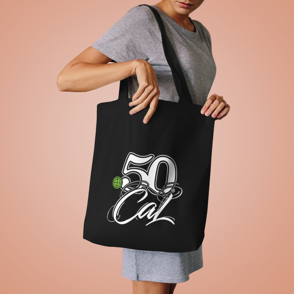 Stylish Cotton Tote Bag - 50 Cal Design, Eco-Friendly Carryall, Grocery Shopping Bag, Beach Tote, Gift for Him/Her